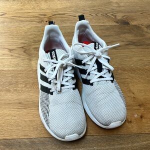 Adidas White and Black Sneakers with Mesh Design